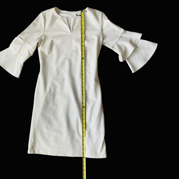 J. McLaughlin Shift Dress V Neck Bell Ruffled Sleeve Off White Size Small - Picture 8 of 14